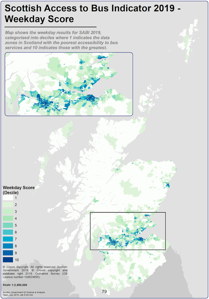 Scottish Access to Bus Indicator 2019 - Weekday Score