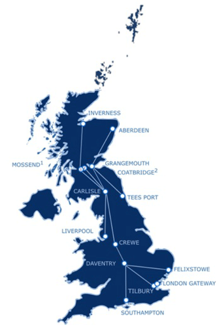 Figure 20: Scotland's Current Intermodal Rail Freight Flows