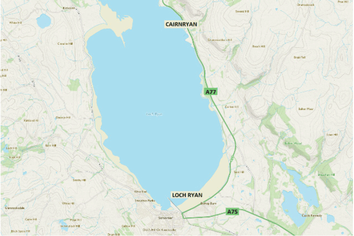 Map of Port of Cairnryan and Loch Ryan Ports
