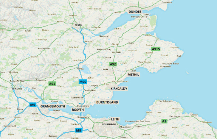 Map of Forth Ports and surrounding area