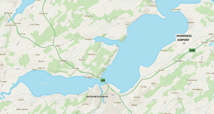 Map of Inverness Airport Business Park and surrounding area