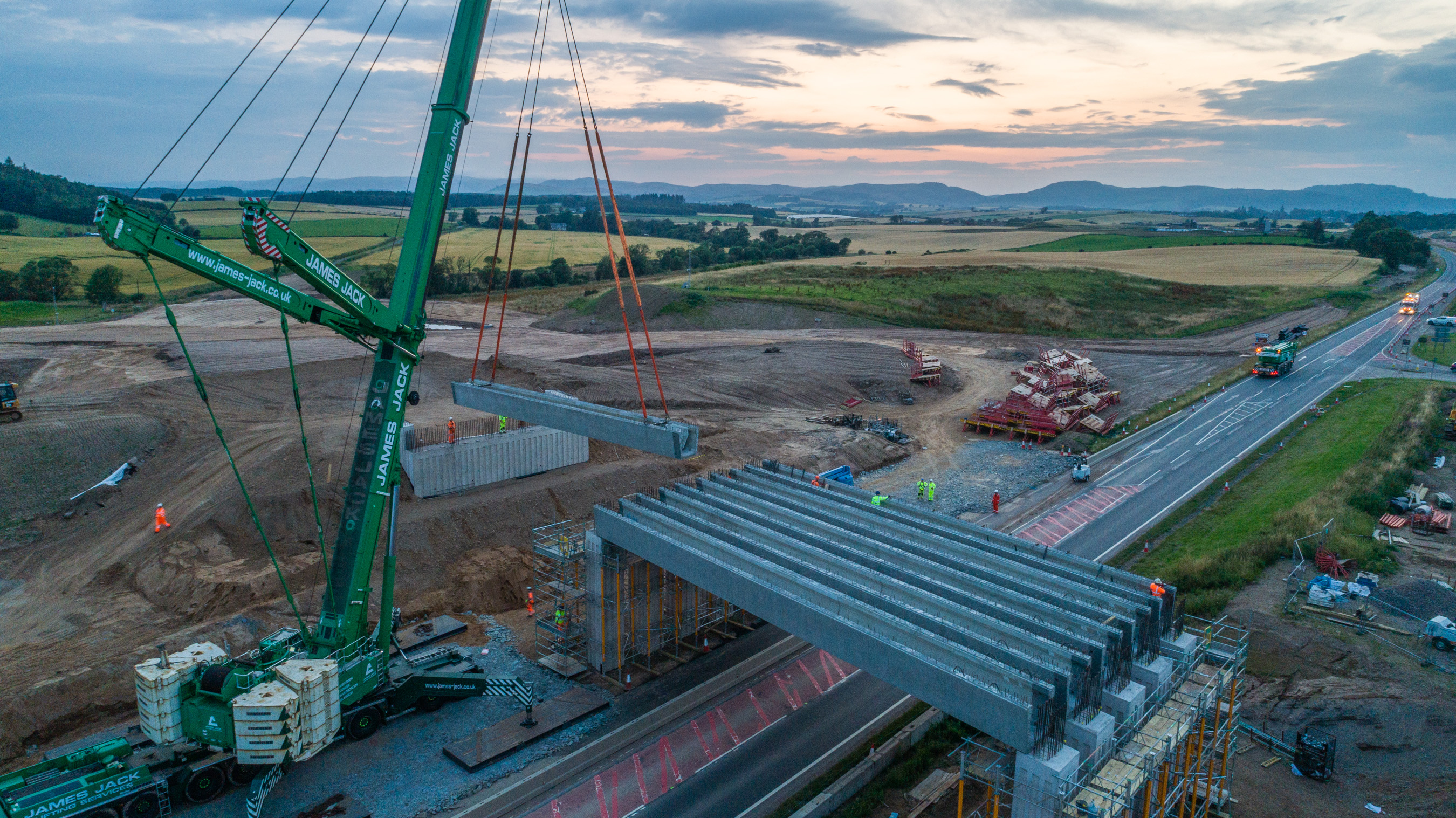 Aerial shot of beam lift at Tullybelton