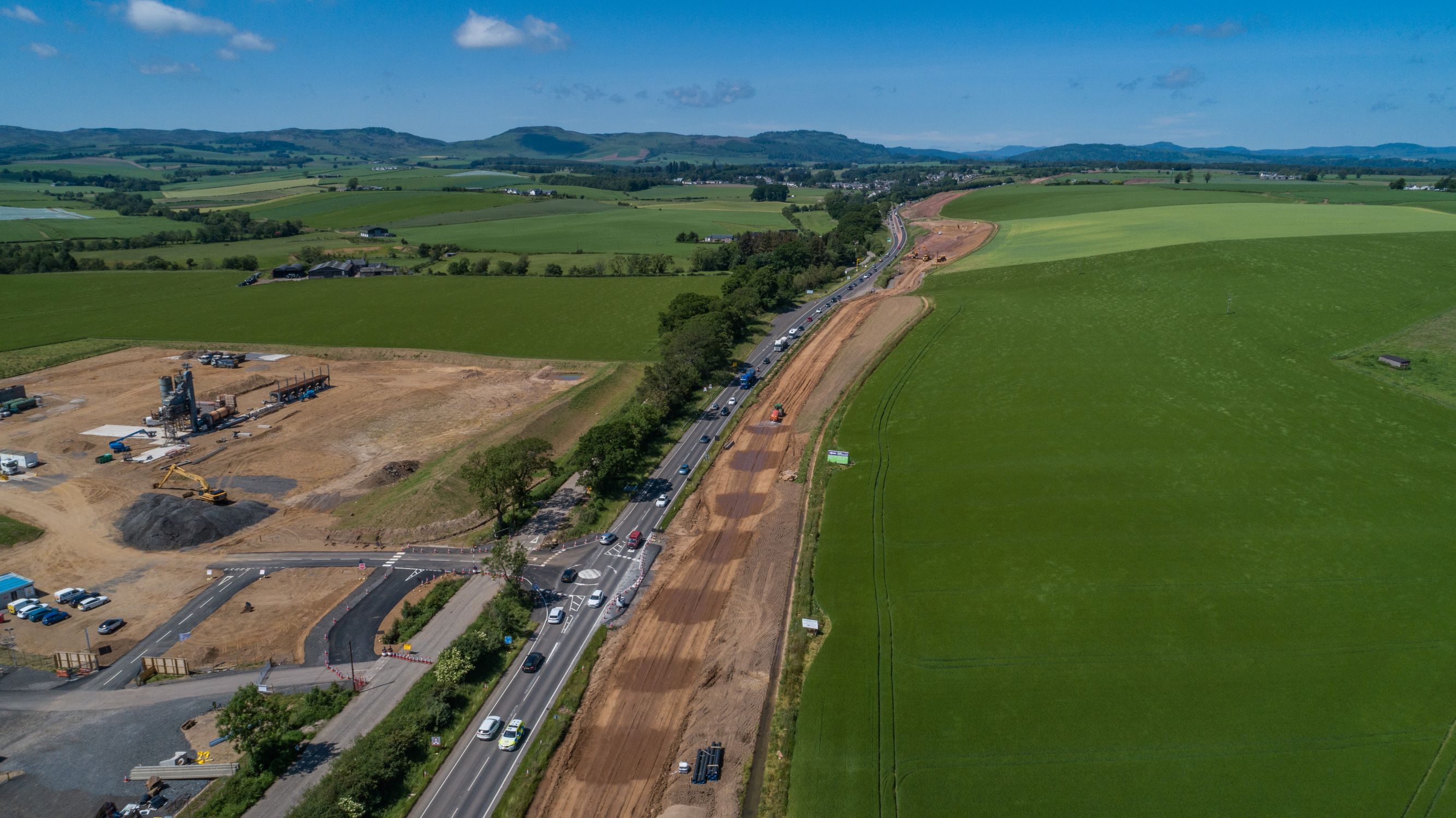 Aerial shot of temporary roundabout