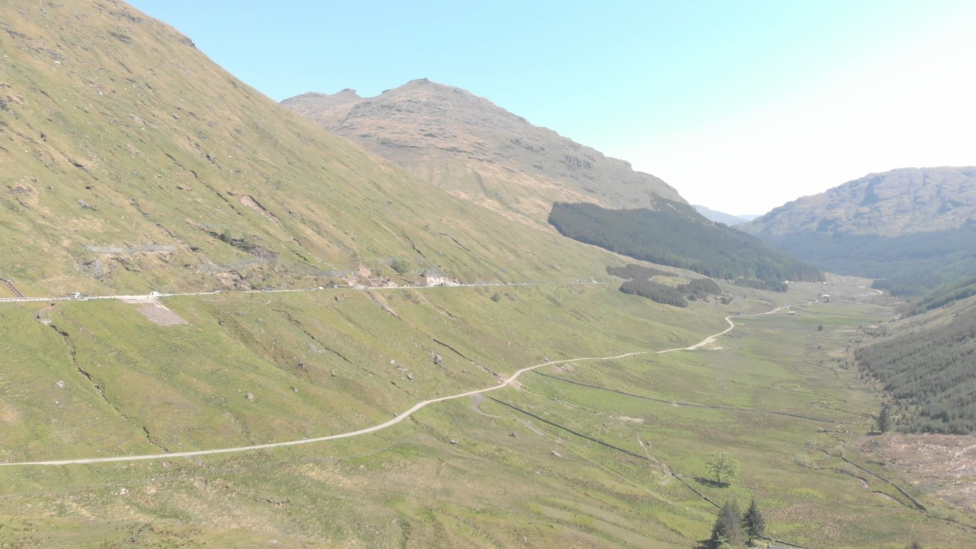 A83 trunk road passing through mountain scenery