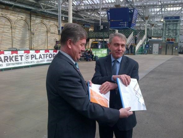 Keith Brown and Robert Goodwill at Edinburgh Waverley Station