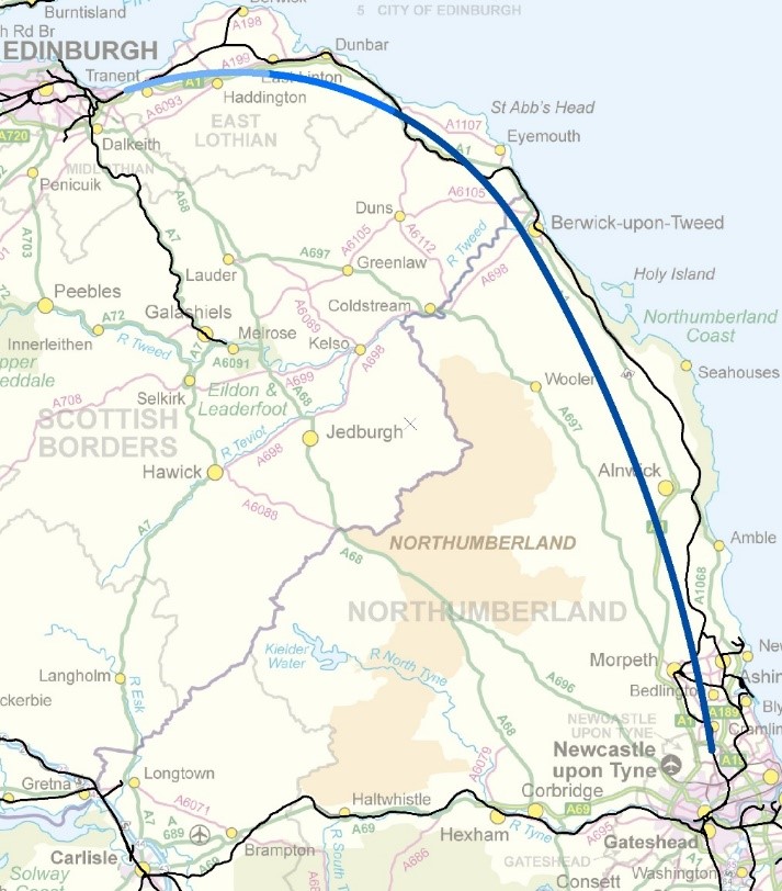 Vector representation of East Coast option - not the actual route