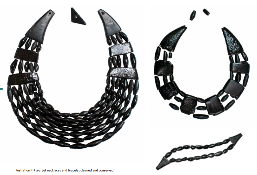 Jet bead necklace and bracelet set, dating to around 2000 BC.