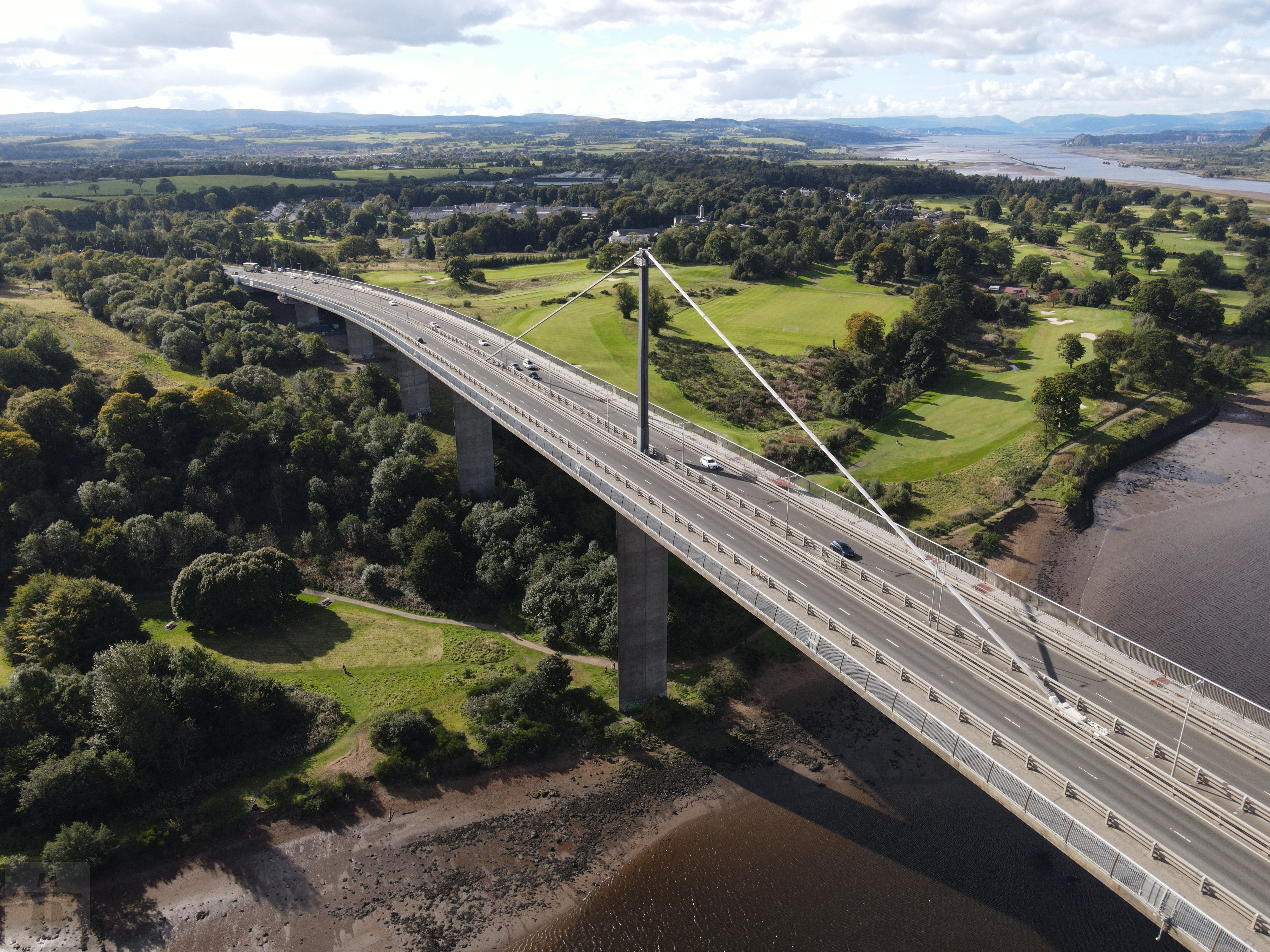 An aerial view of the Erskine Bridge in 2020.