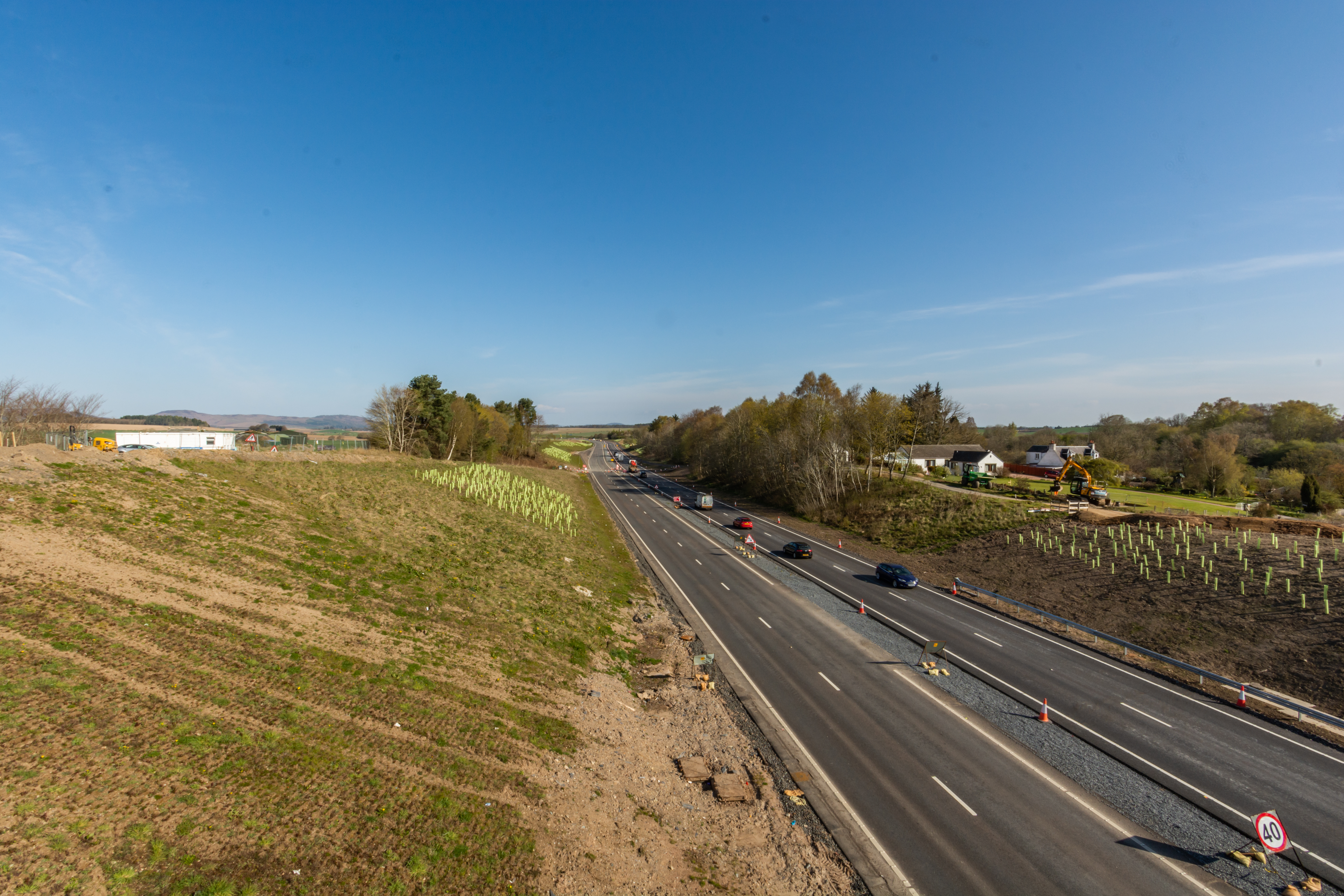 Finishing works on the new A9 northbound carriageway