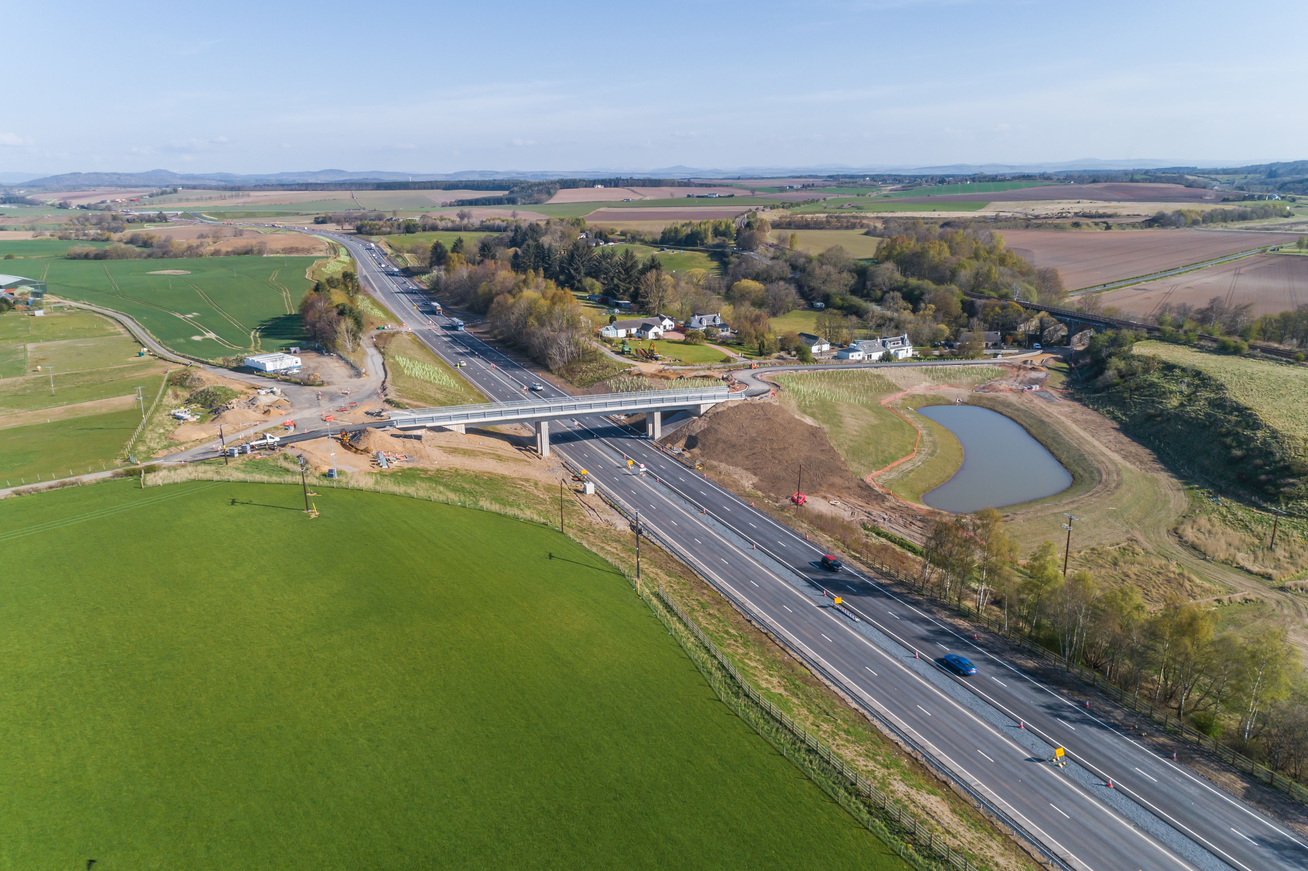 Aerial shot of carriageway at Pitlandie