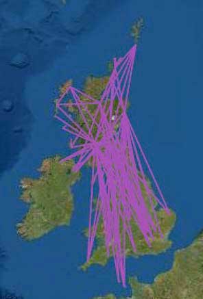 Map showing routes from Scotland to rest of the UK and within Scotland

Lots of routes