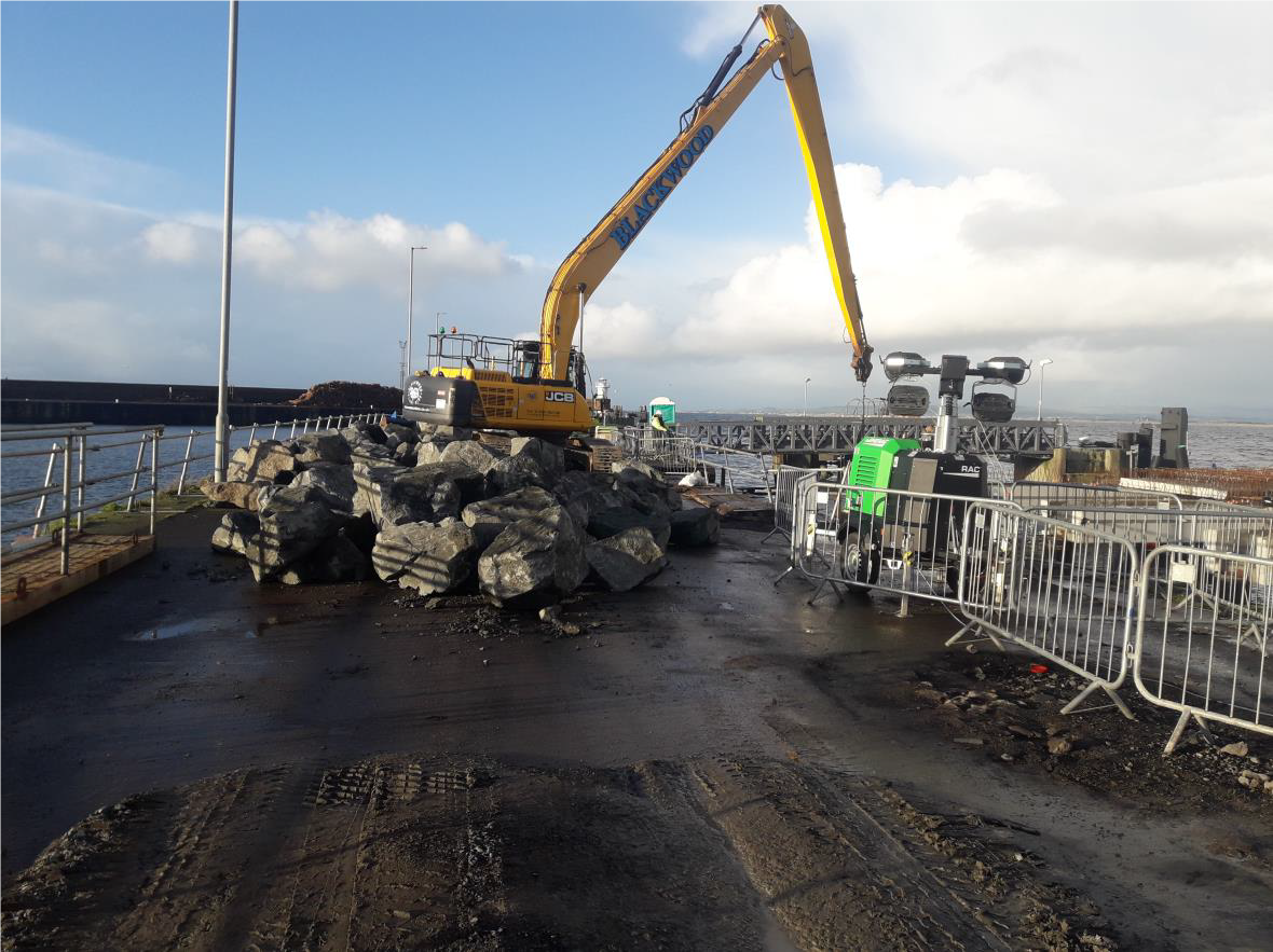 Revetment repairs at Troon Harbour