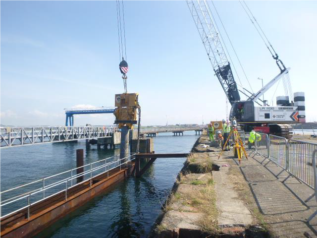 Tile pile installation at Troon Harbour