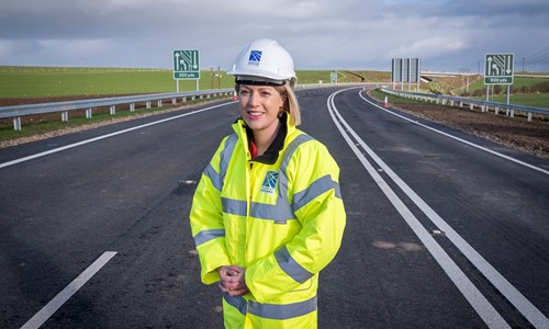 Transport Minister Jenny Gilruth on site at the new A77 Maybole Bypass