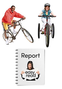 A man and a woman on a bike and a trike. An easy read report.