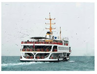 A ferry on the water.