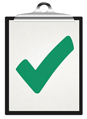 A clipboard showing a green tick.