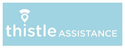 the light blue Thistle Assistance logo.