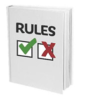 a rulebook with a green tick and a red cross on it.