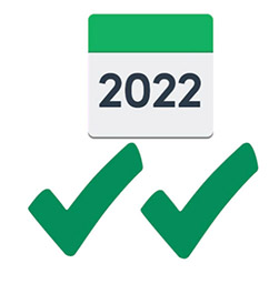 A calendar page showing 2022.
2 green ticks.