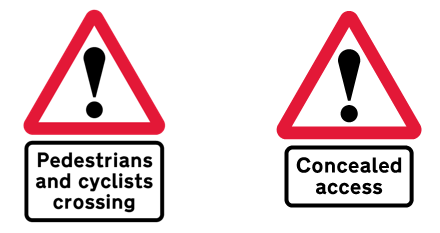 Examples of warning signs saying for example 'Concealed access'