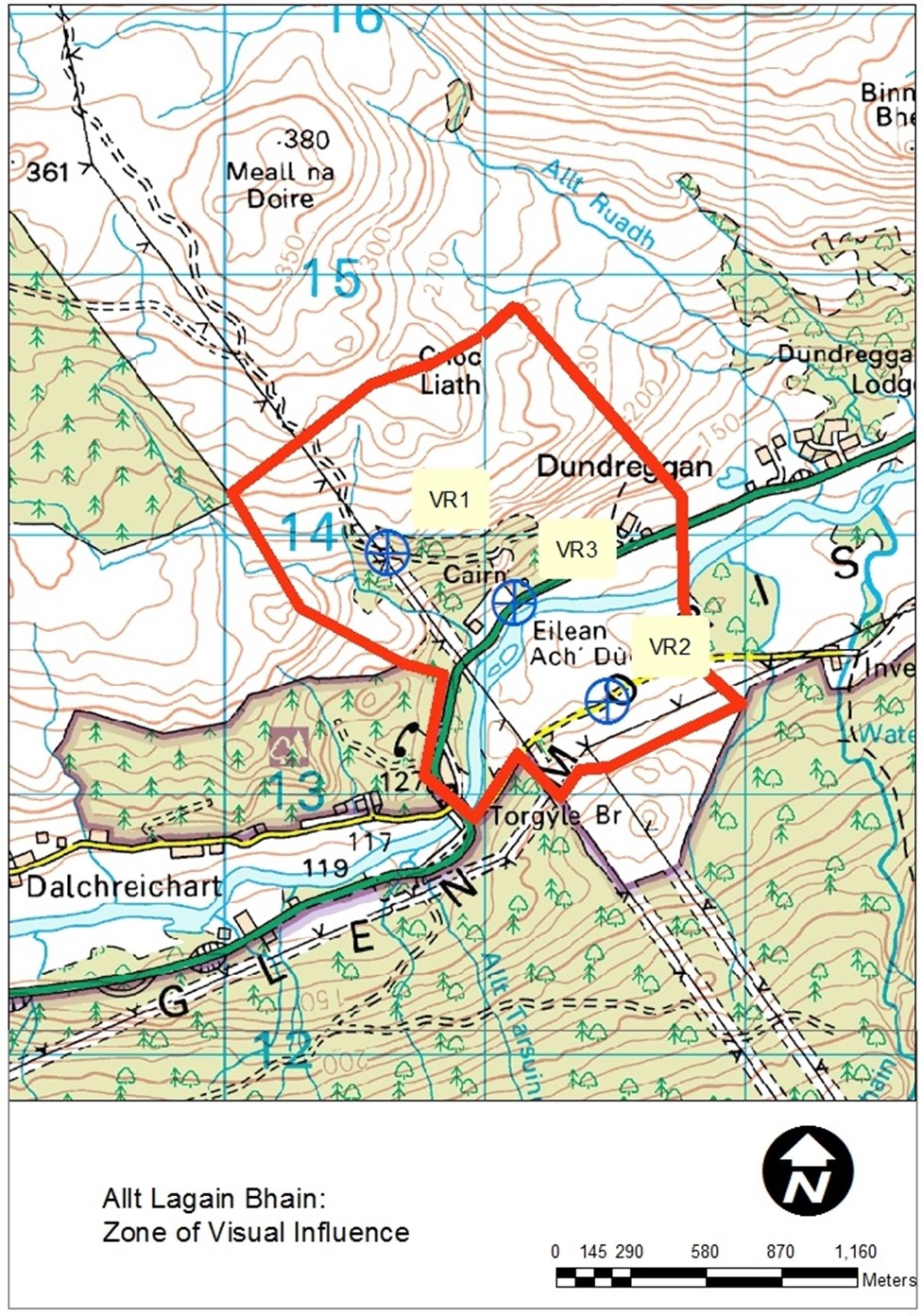 Map of Allt Lagain Bhain