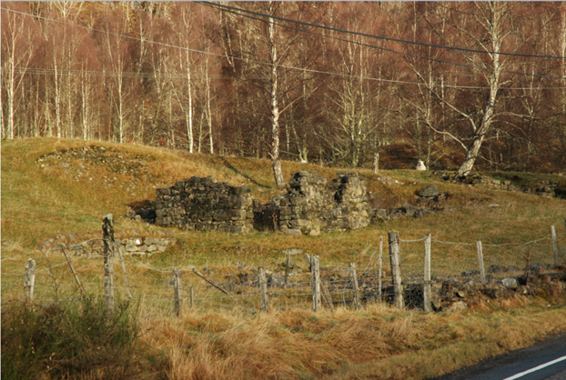 Remains next to the road and near woodland at Lagganbane which are a cultural heritage feature near to the works
