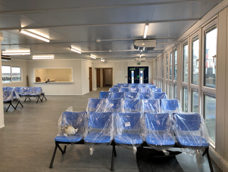 A picture showing seating in terminal building.