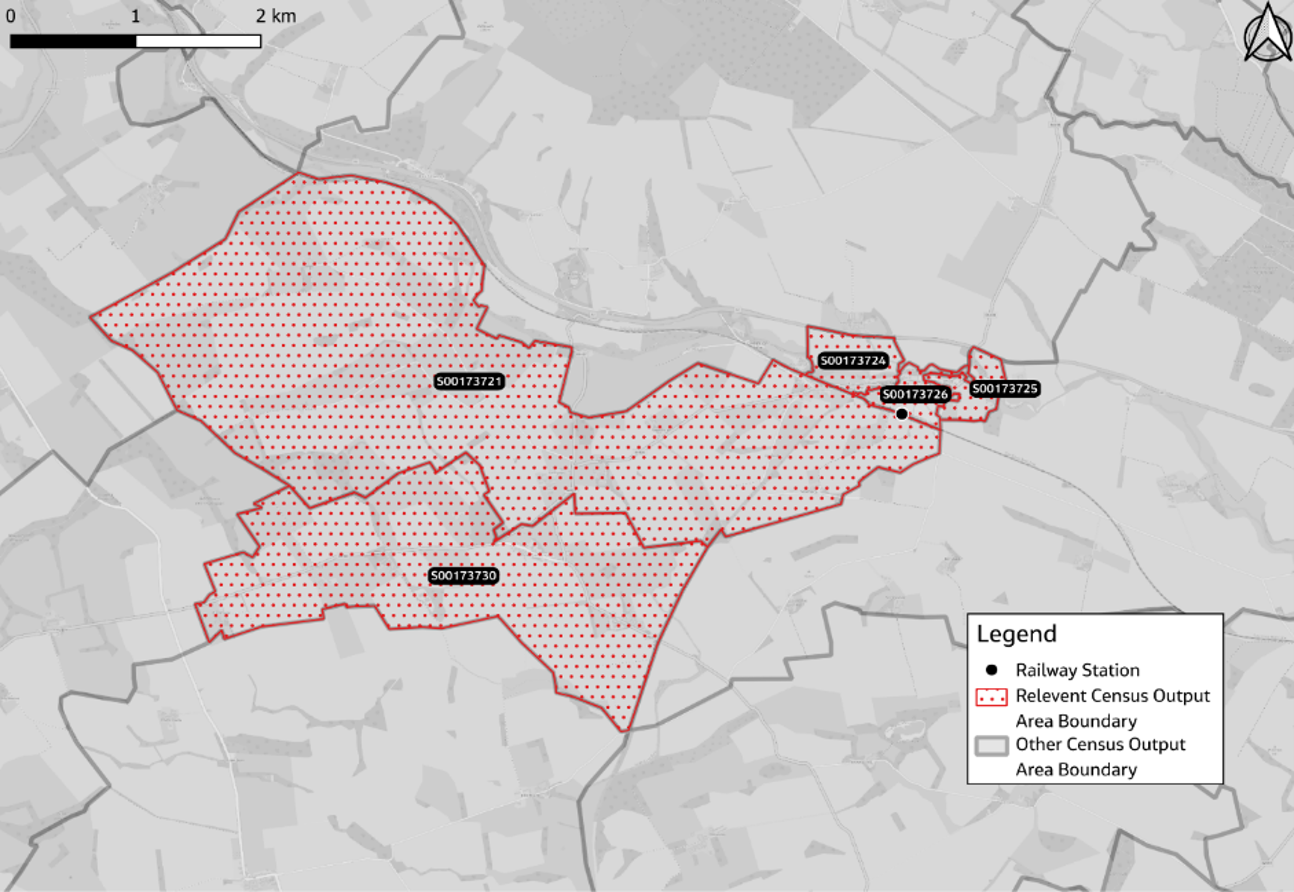 Figure 79: Reston census output areas for DWP statistics - as described in previous text
