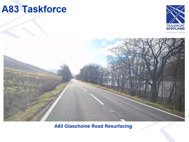 Slide 6 - A83 Glaschoine Road Resurfacing, as described in the following text