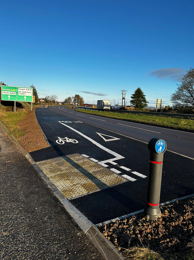 Cycle path on a trunk road in Scotland