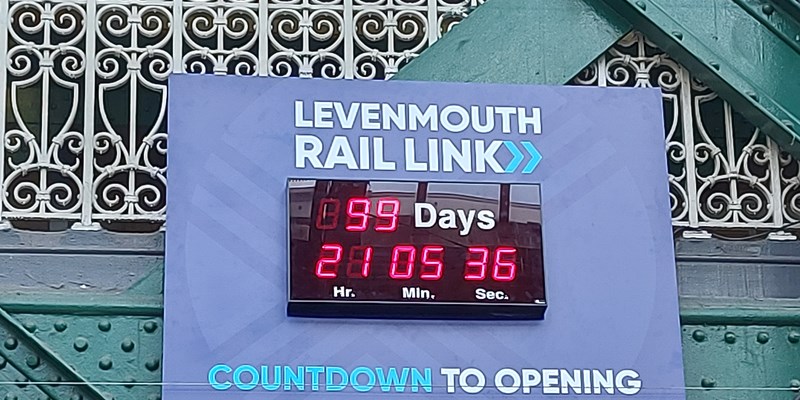 A countdown clock at Waverley station for the opening of the Levenmouth Rail Link