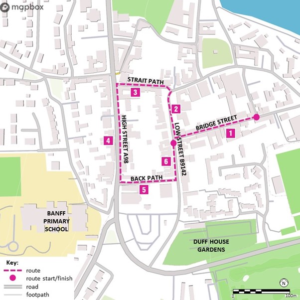 Map of the route detailed in the table below.