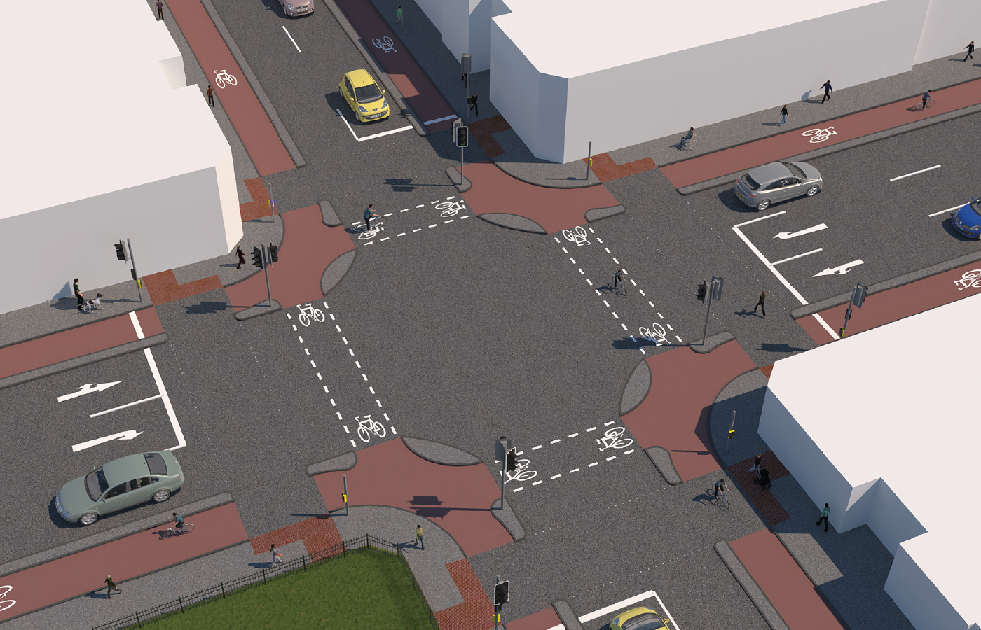 Figure 5.9: Protected signal-controlled junction layout, as described in previous text