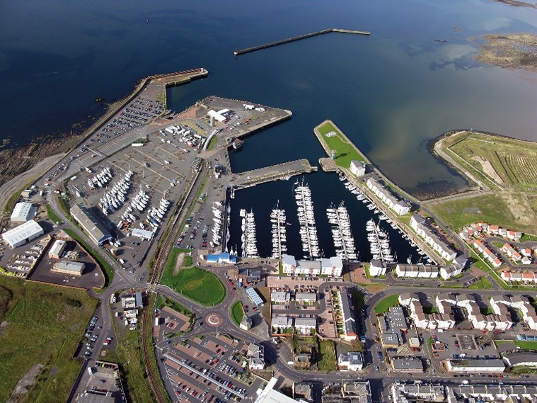 Aerial photograph of Ardrossan harbour.