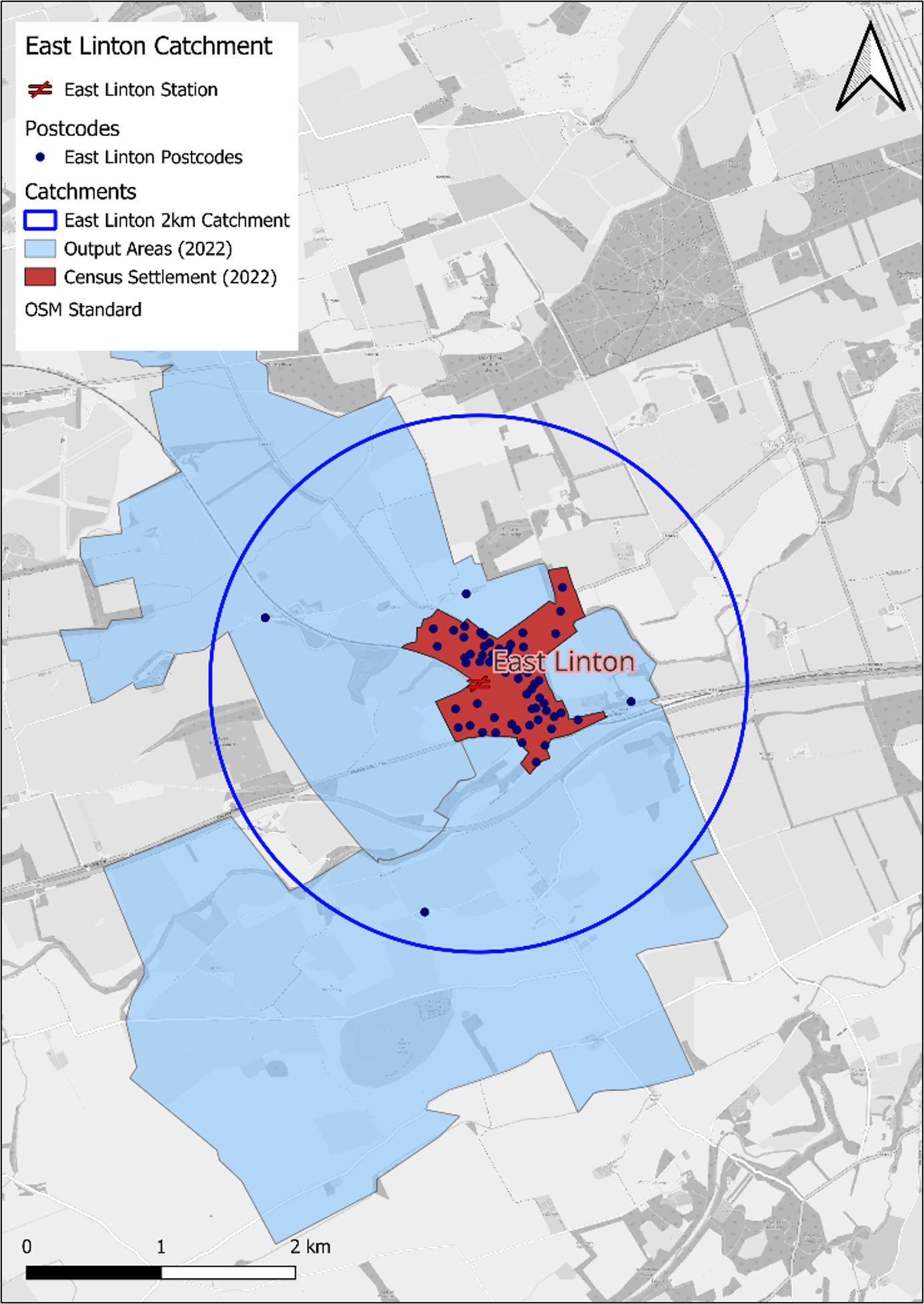 Figure 3: East Linton Survey Study Area - as described in previous text