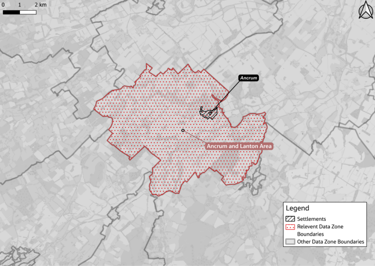 Figure 78: GVA data zone covering Ancrum - as described in previous text