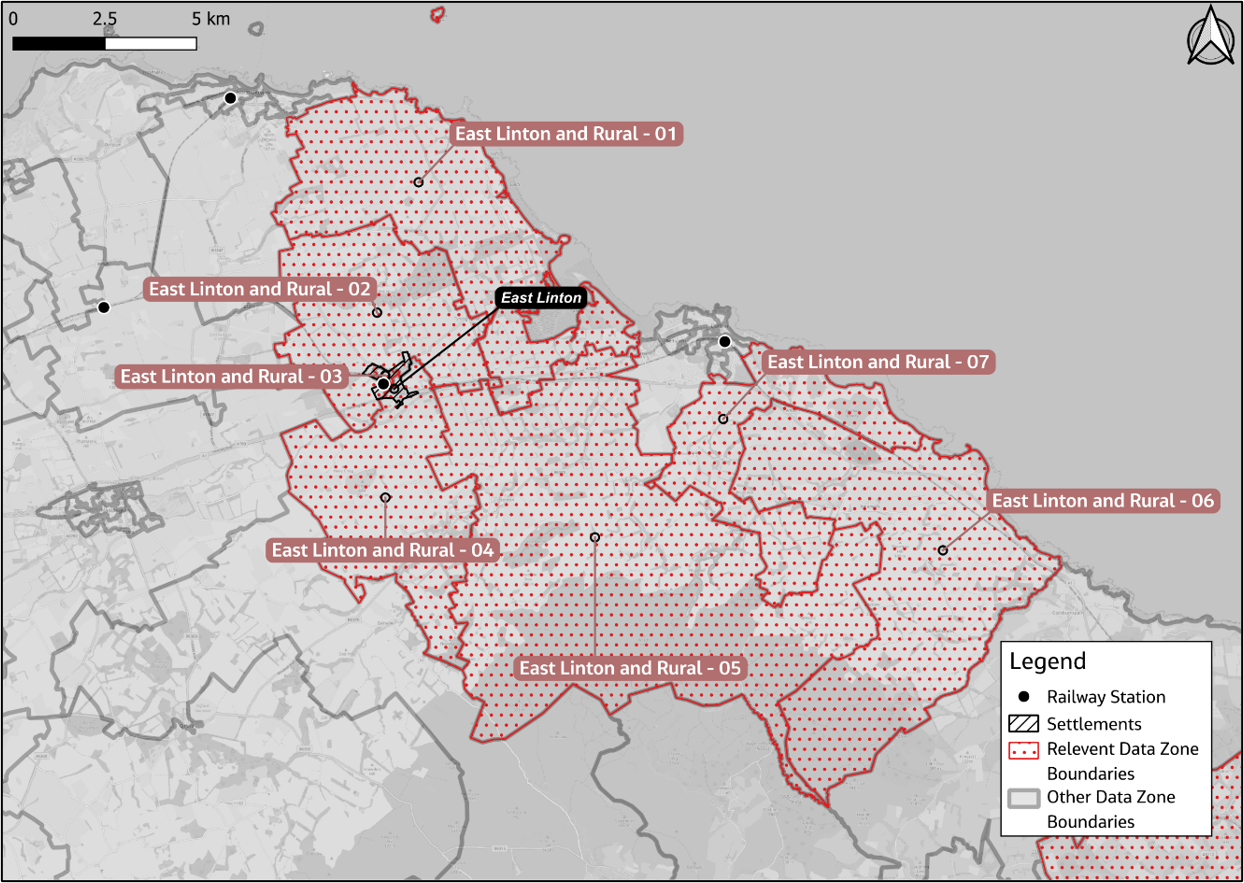 Figure 68: GVA data zones covering East Linton - as described in previous text