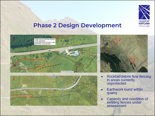 Slide 7 as described in text. Maps showing locations of two areas of existing fencing currently under assessment.