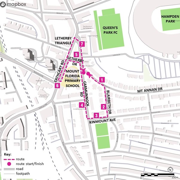 Map of the route detailed in the table below.