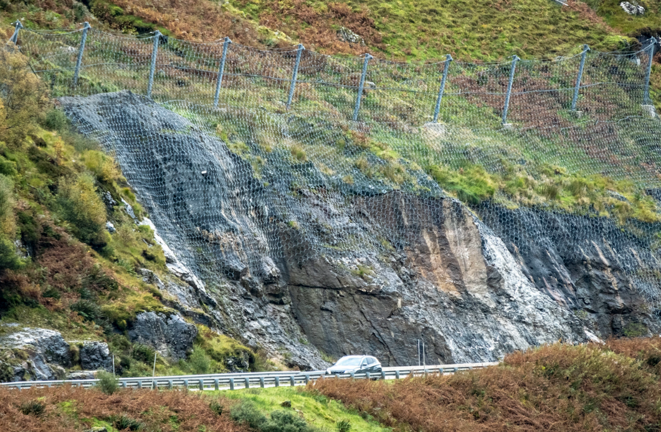 Figure 5. Landslip protection measures on the A83 Rest and Be Thankful