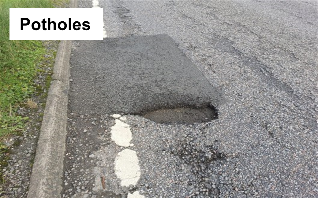 Pothole near the edge of the road