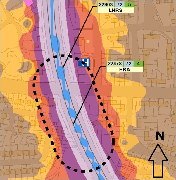 Figure 5-3 - CNMA 112 Excerpt from Noise Map - 2018 - as described in text