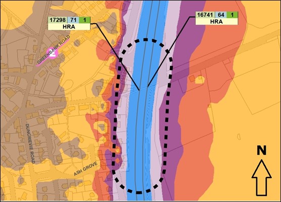 Figure 5-2 - CNMA 90 Excerpt from Noise Map - 2018 - as described in text